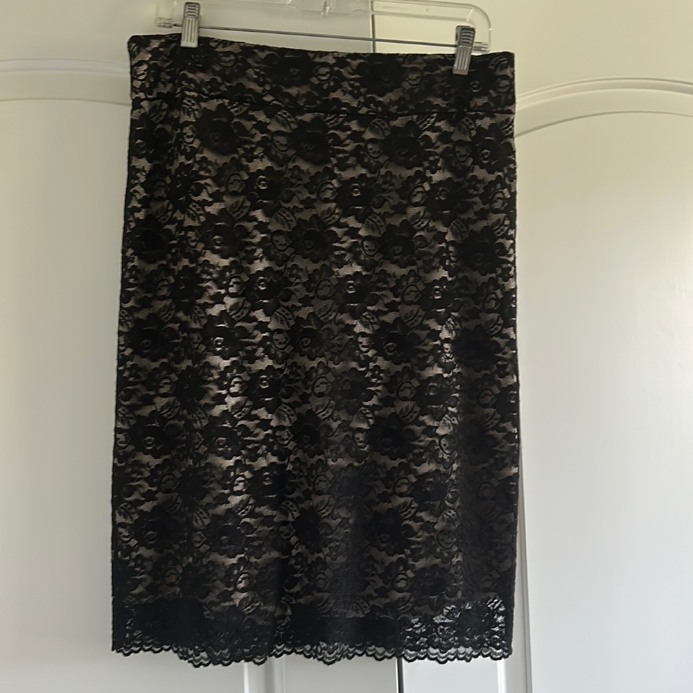BR gold skirt with black lace overlay